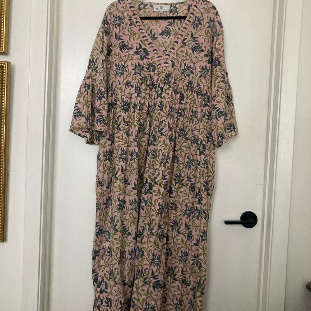 Pink Bell Sleeve Maxi Dress